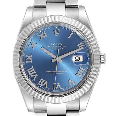 rolex datejust ii blue roman fluted|rolex datejust roman numerals price.